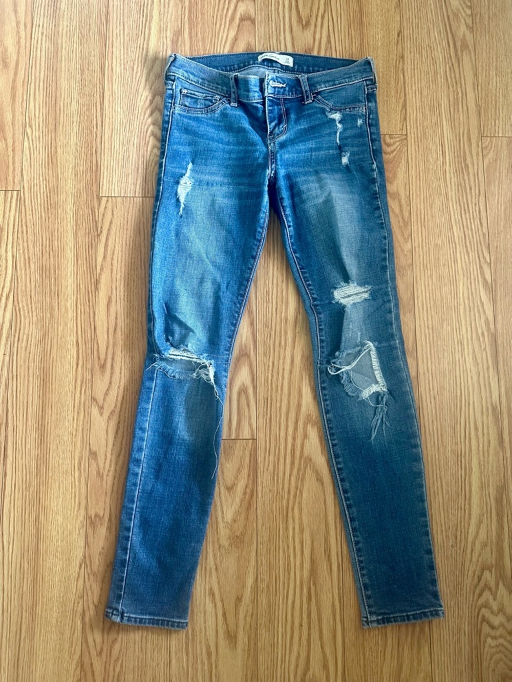 abercrombie kids Blue Distressed Skinny Jeans